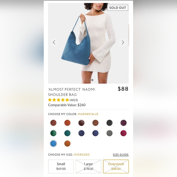 Portland Leather AP Oversized Naomi Mariner Blue Suade Tote NWT Hidemark - Picture 6 of 7